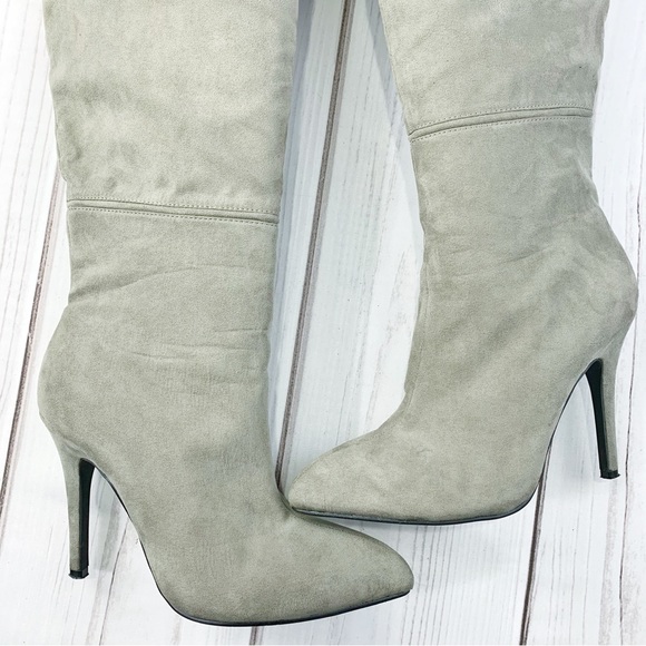 Chinese Laundry Gray Over The Knee Stretch Boots - Picture 3 of 13